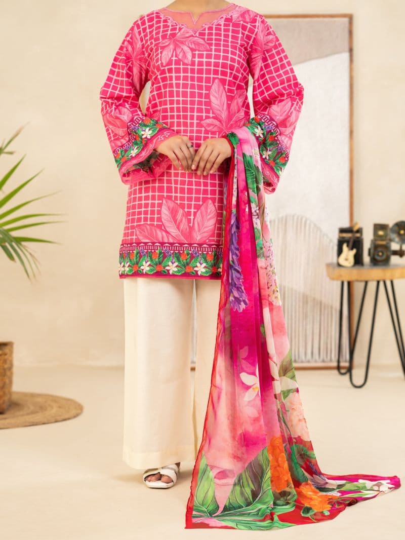Pink Lawn Stitched 3Pc thumbnail