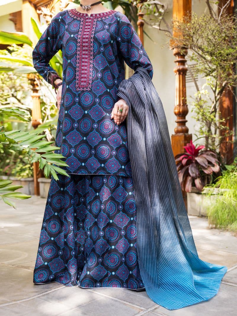 Dark Blue Lawn Stitched 3PC thumbnail