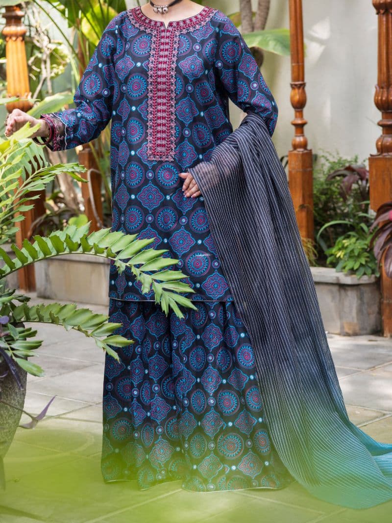 Dark Blue Lawn Stitched 3PC thumbnail