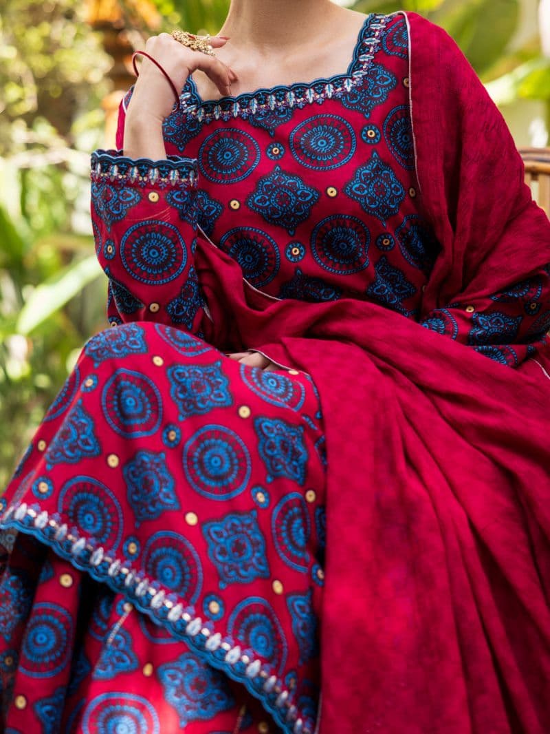 Maroon Cotton Stitched 3PC