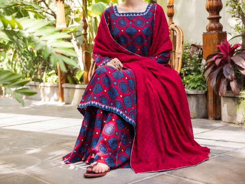 Maroon Cotton Stitched 3PC