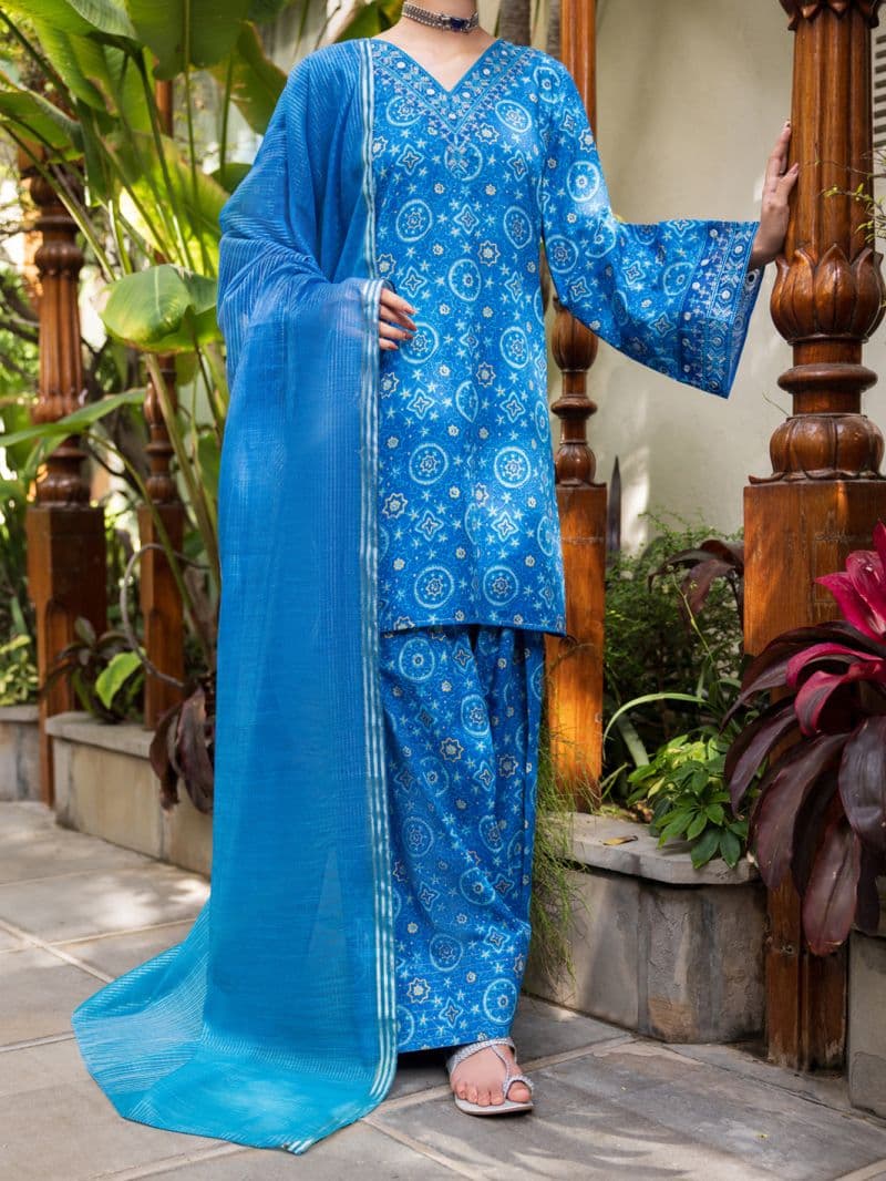 Blue Lawn Stitched 3PC thumbnail