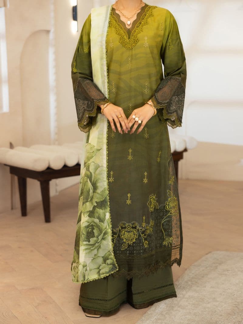 Mehndi Green Lawn Stitched 3PC thumbnail