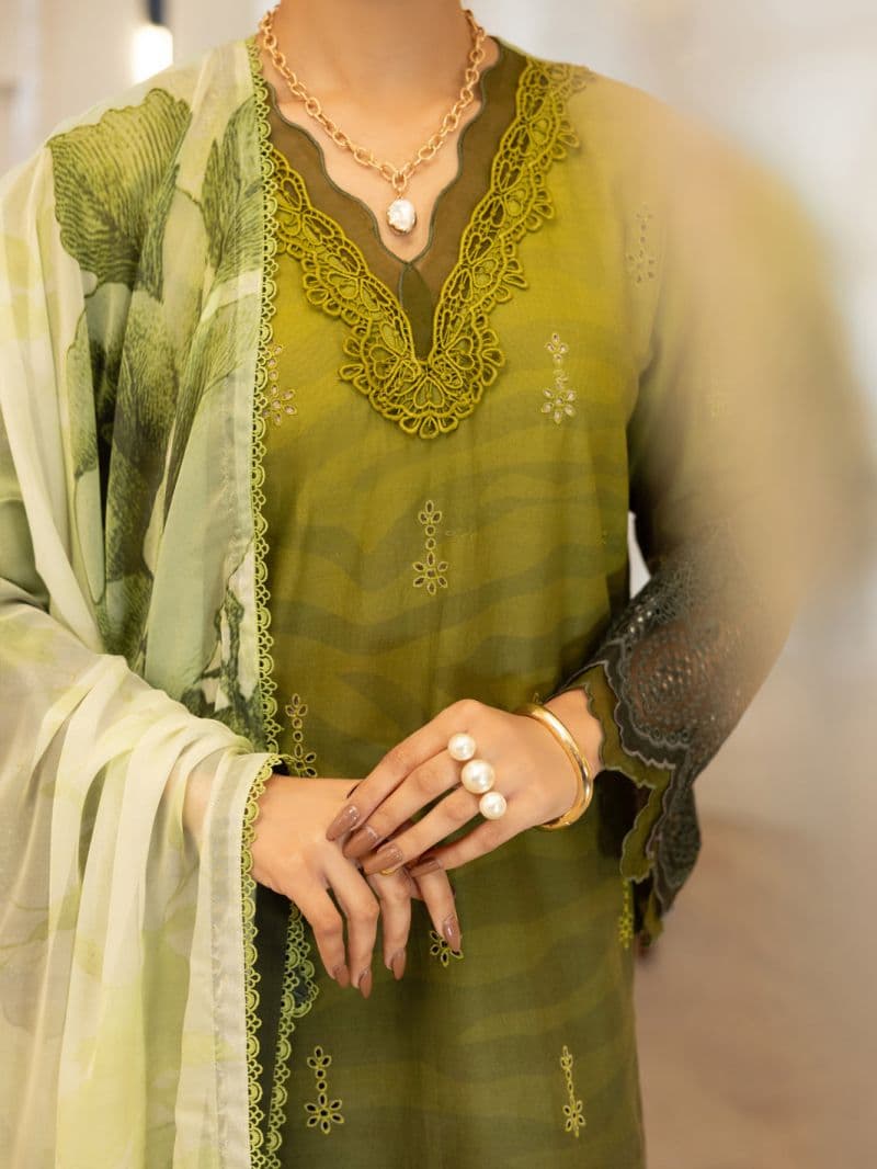 Mehndi Green Lawn Stitched 3PC thumbnail