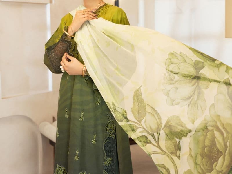 Mehndi Green Lawn Stitched 3PC thumbnail
