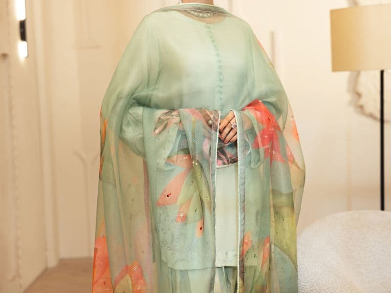 Light Green Viscose Sheesha Silk Stitched 3PC thumbnail