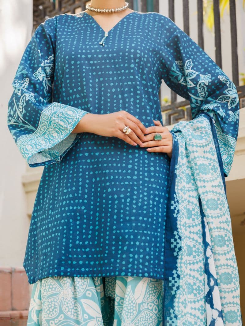 Teal Blue Lawn Stitched 3Pc thumbnail