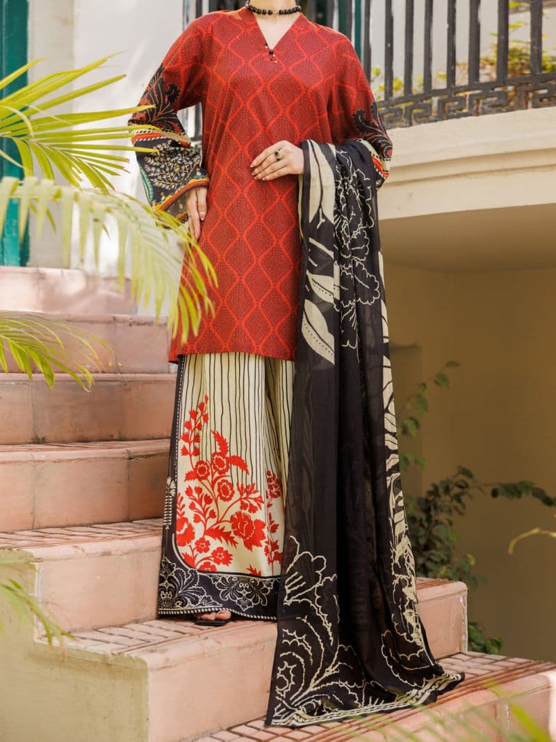 Maroon Lawn Stitched 3Pc thumbnail
