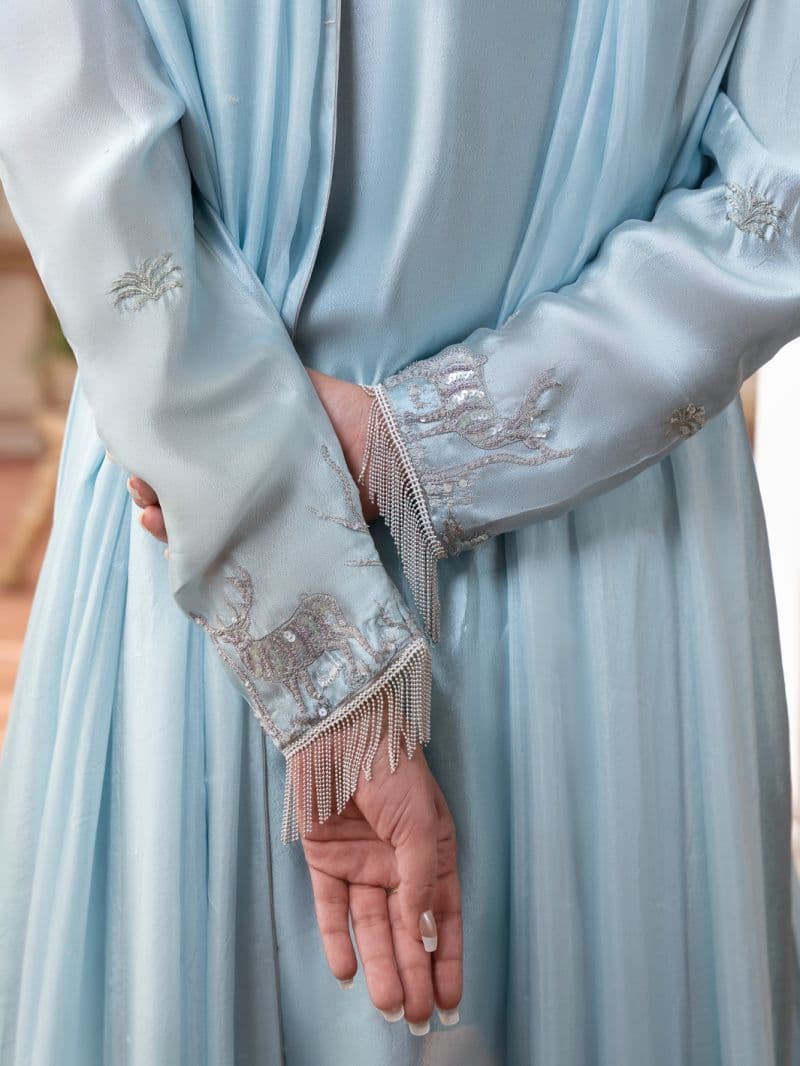 Sea Blue Sheesha Silk Formal Stitched 3Pc