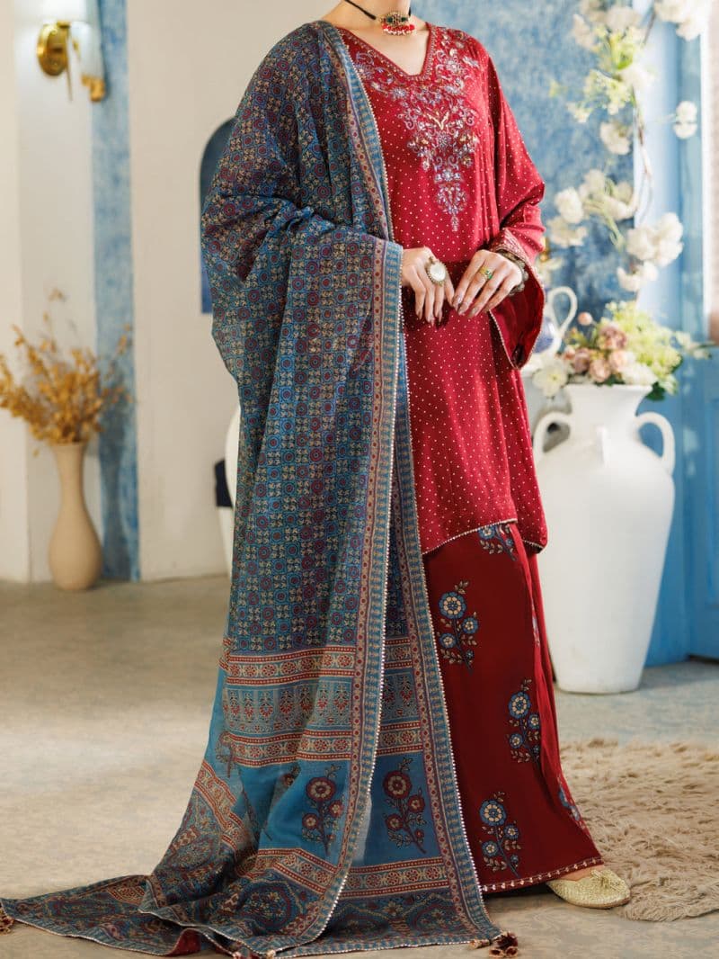 Maroon Thai Silk Stitched 3Pc thumbnail