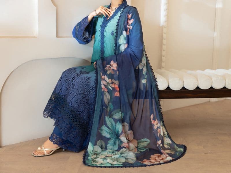 Teal Silk Lawn Stitched 3Pc thumbnail