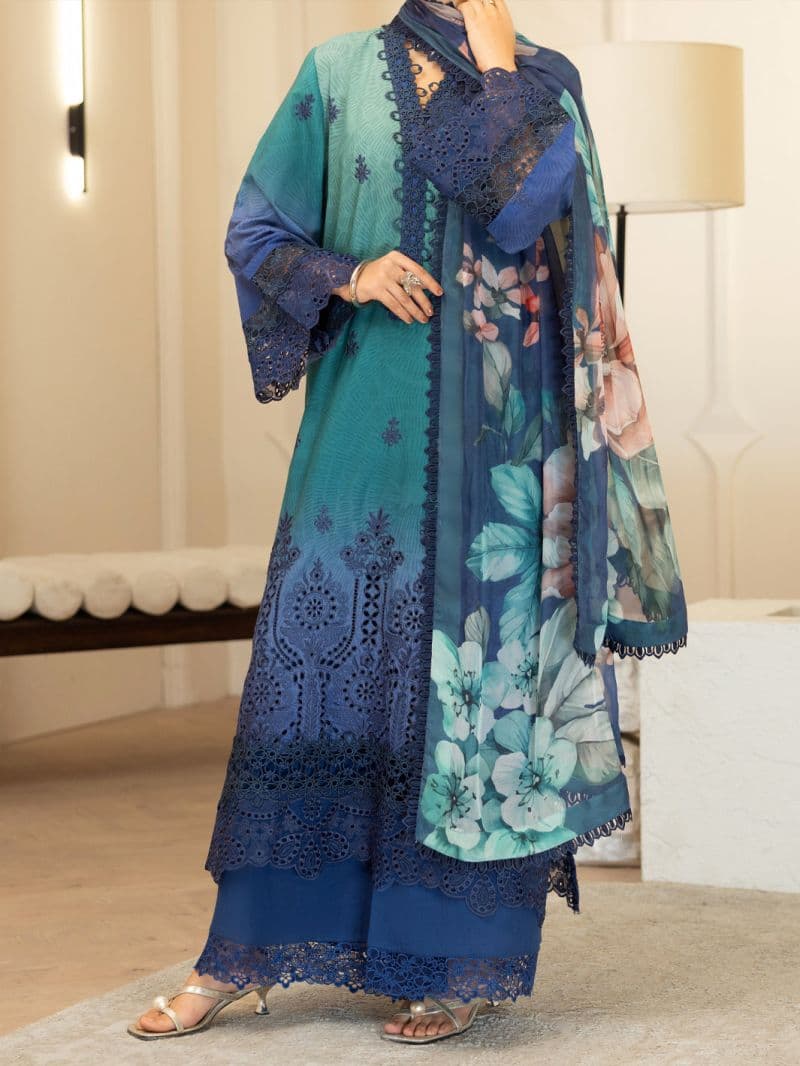 Teal Silk Lawn Stitched 3Pc thumbnail