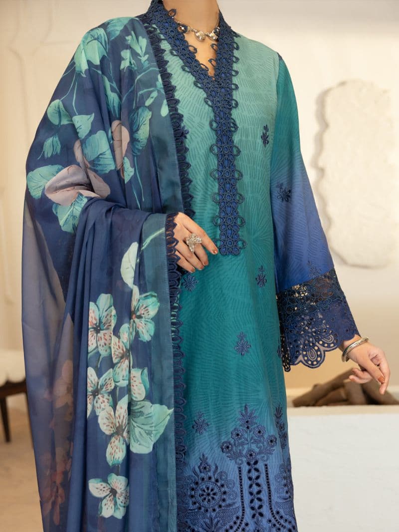 Teal Silk Lawn Stitched 3Pc thumbnail