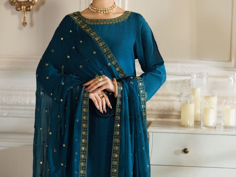 Turquoise Raw Silk Formal Stitched 3Pc thumbnail