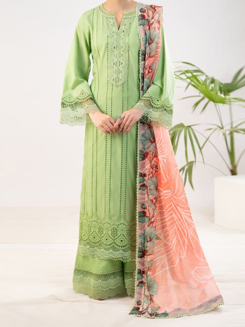Light Green Silk Lawn 3Pc Stitched thumbnail