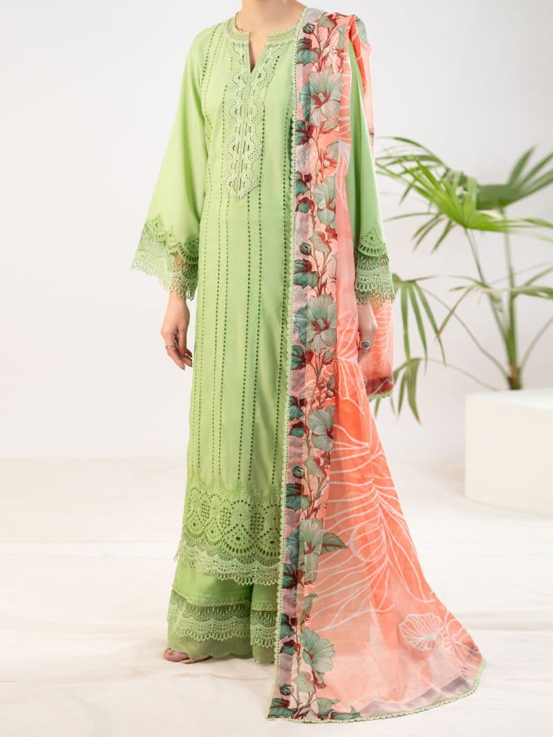 Light Green Silk Lawn 3Pc Stitched thumbnail