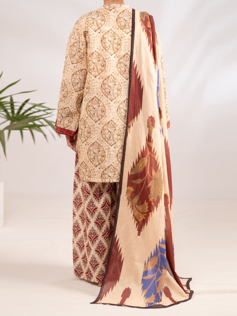 Beige Lawn 3Pc Stitched