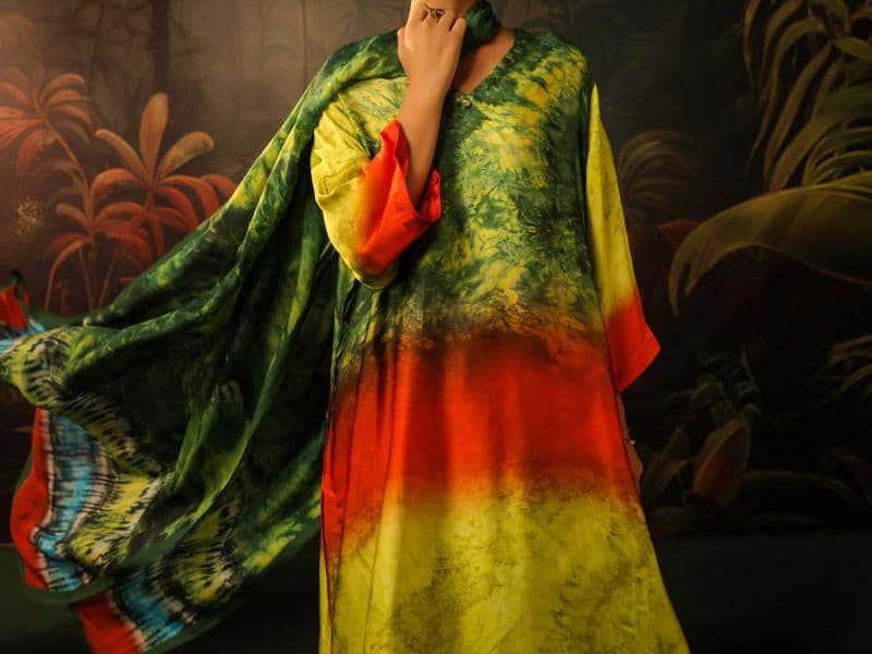 Green Silk Formal 3Pc Stitched thumbnail