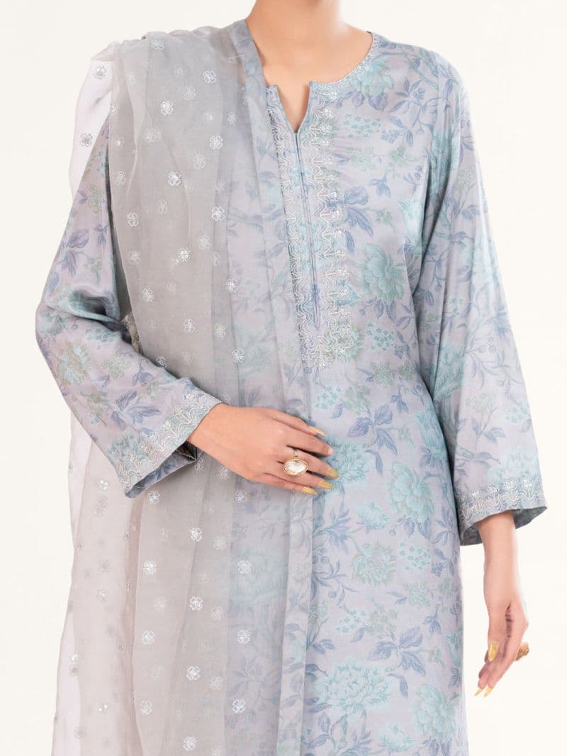 Grey Viscose 3Pc Stitched