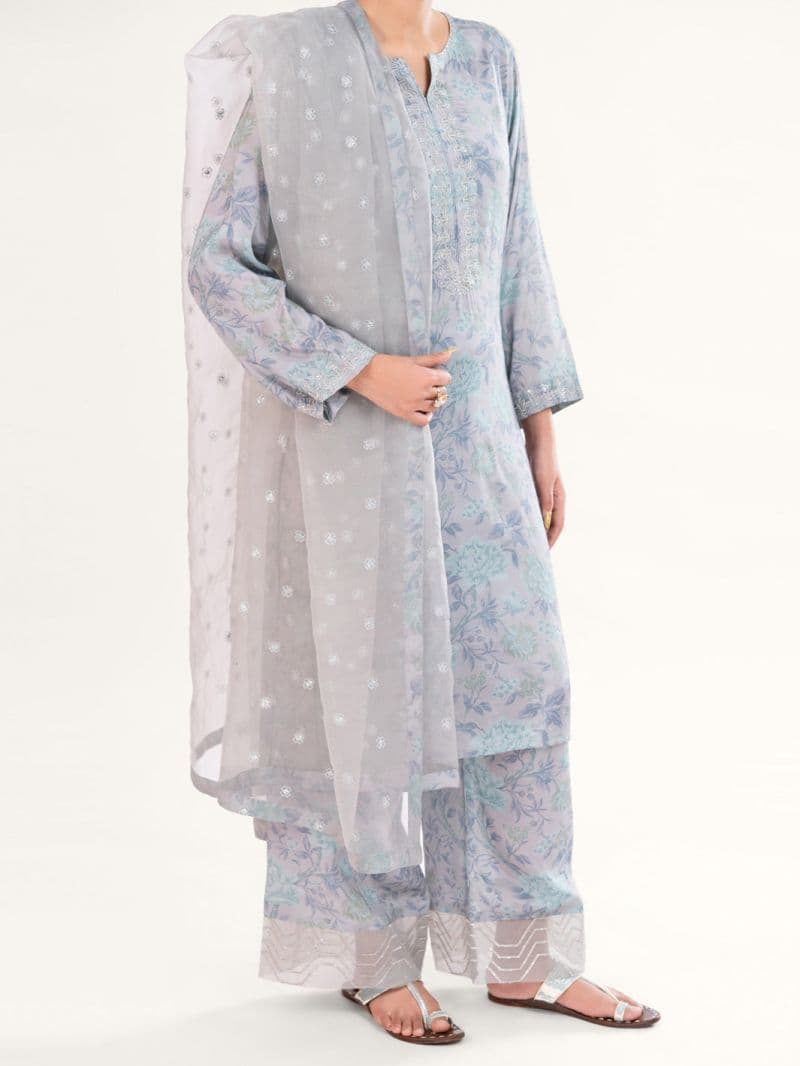 Grey Viscose 3Pc Stitched
