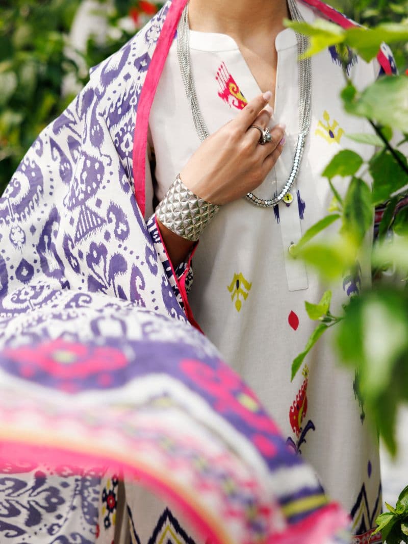 Ivory Lawn 3 Piece Stitched thumbnail