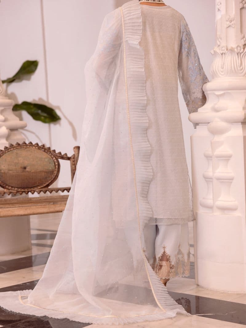 Sky Blue China Fabric Formal 3 Piece Stitched thumbnail