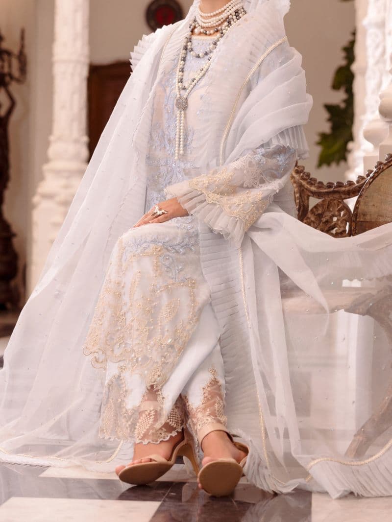 Sky Blue China Fabric Formal 3 Piece Stitched thumbnail