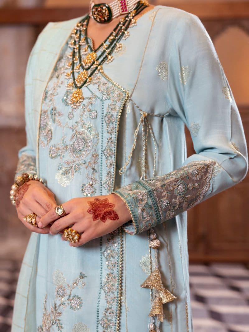 Ice Blue Viscose Lurex Formal 3 Piece Stitched thumbnail