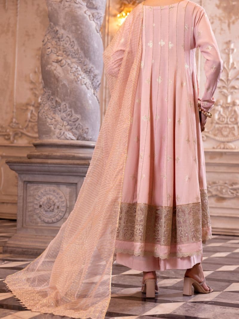 Light Pink Viscose Lurex Formal 3 Piece Stitched thumbnail