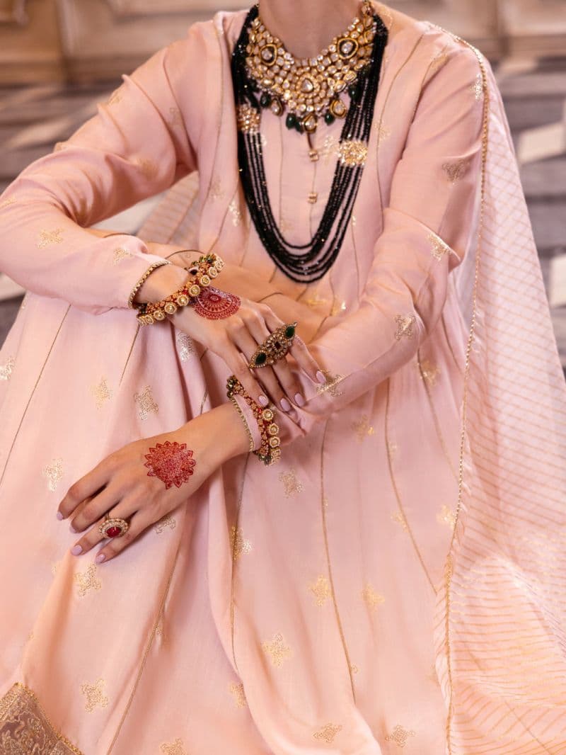 Light Pink Viscose Lurex Formal 3 Piece Stitched thumbnail