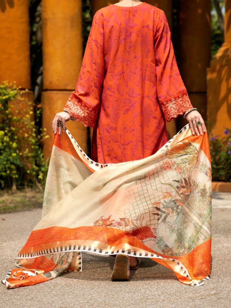 Orange Jacquard 3 Piece Stitched thumbnail