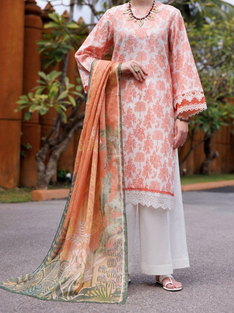 Peach Jacquard 3 Piece Stitched thumbnail