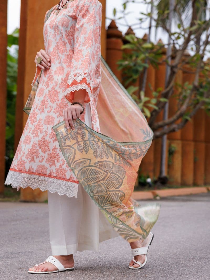 Peach Jacquard 3 Piece Stitched thumbnail