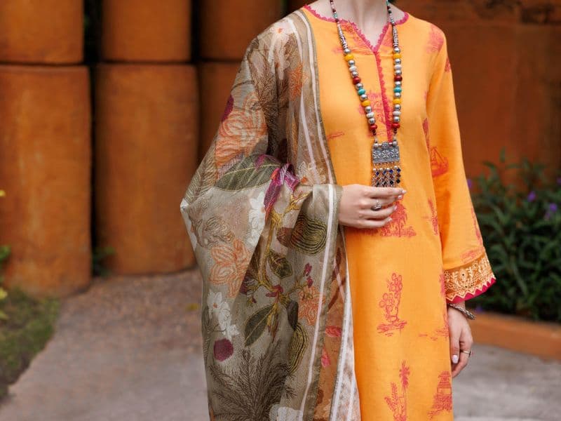 Mustard Jacquard 3 Piece Stitched thumbnail