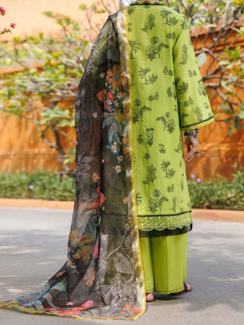 Lime Green Jacquard 3 Piece Stitched thumbnail