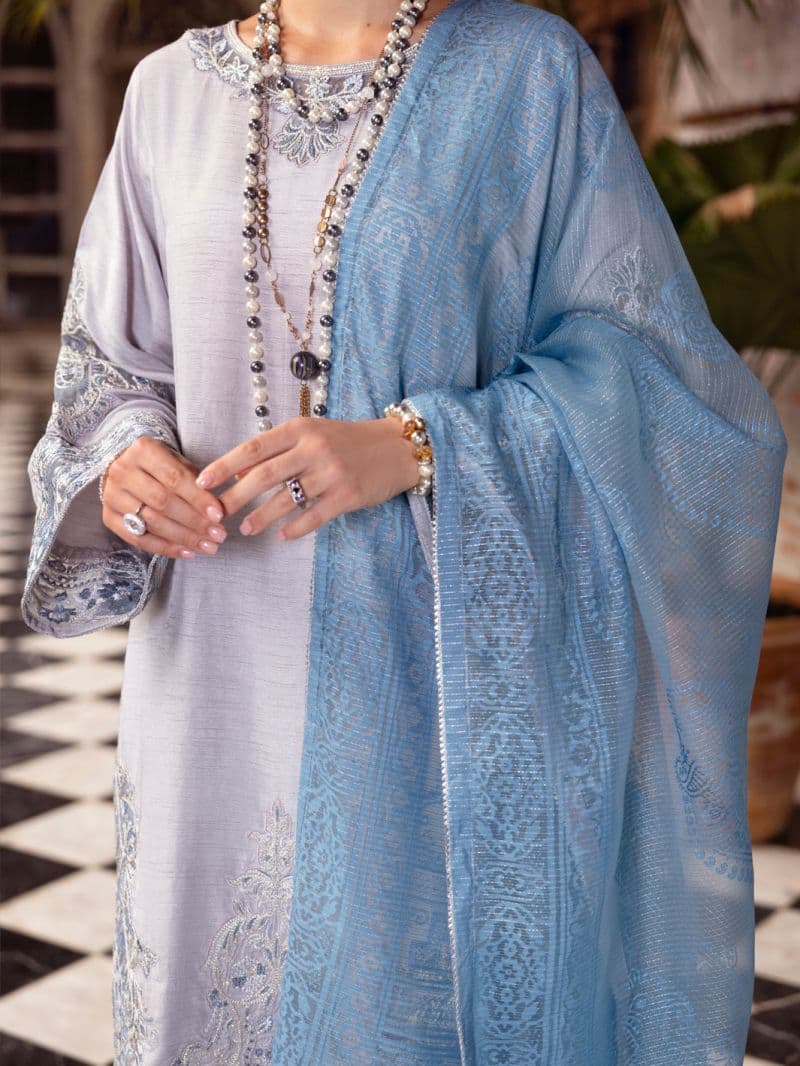 Grey Sheesha Silk Formal 3 Piece Stitched