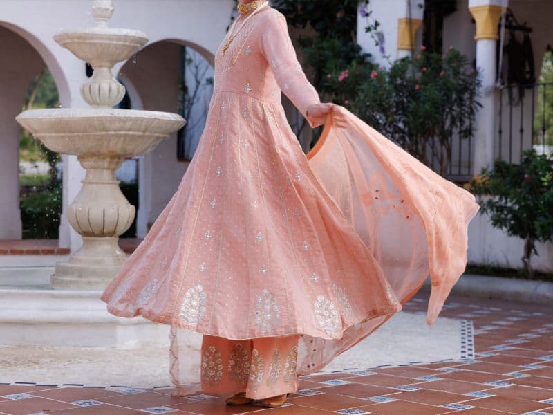 Light Pink Mesuri Net Formal 3 Piece Stitched