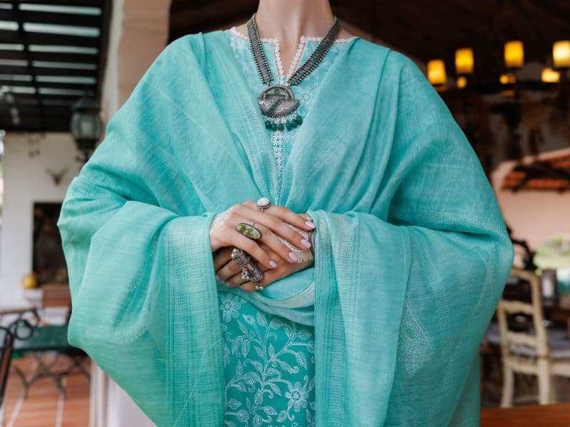 Green Cambric 3 Piece Stitched
