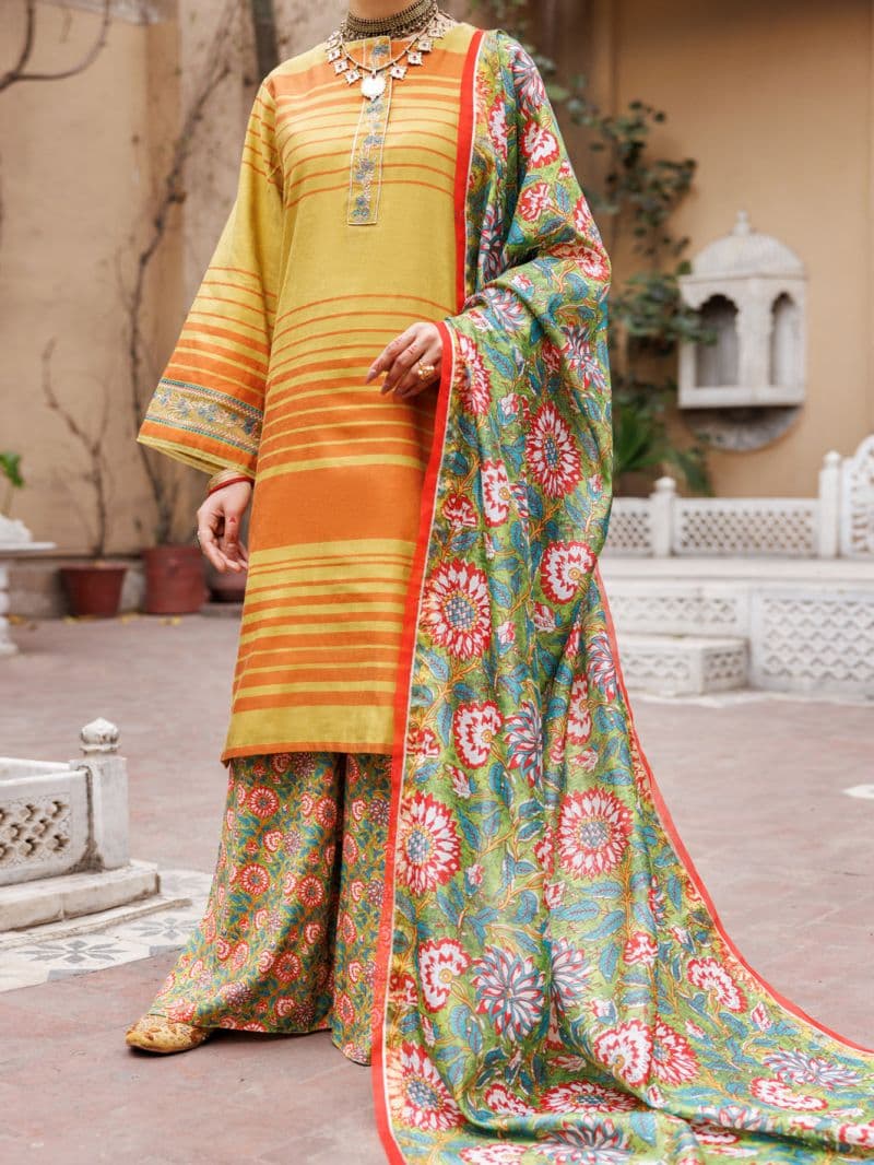 Mehndi Green Yarn Dyed 3Pc Stitched
