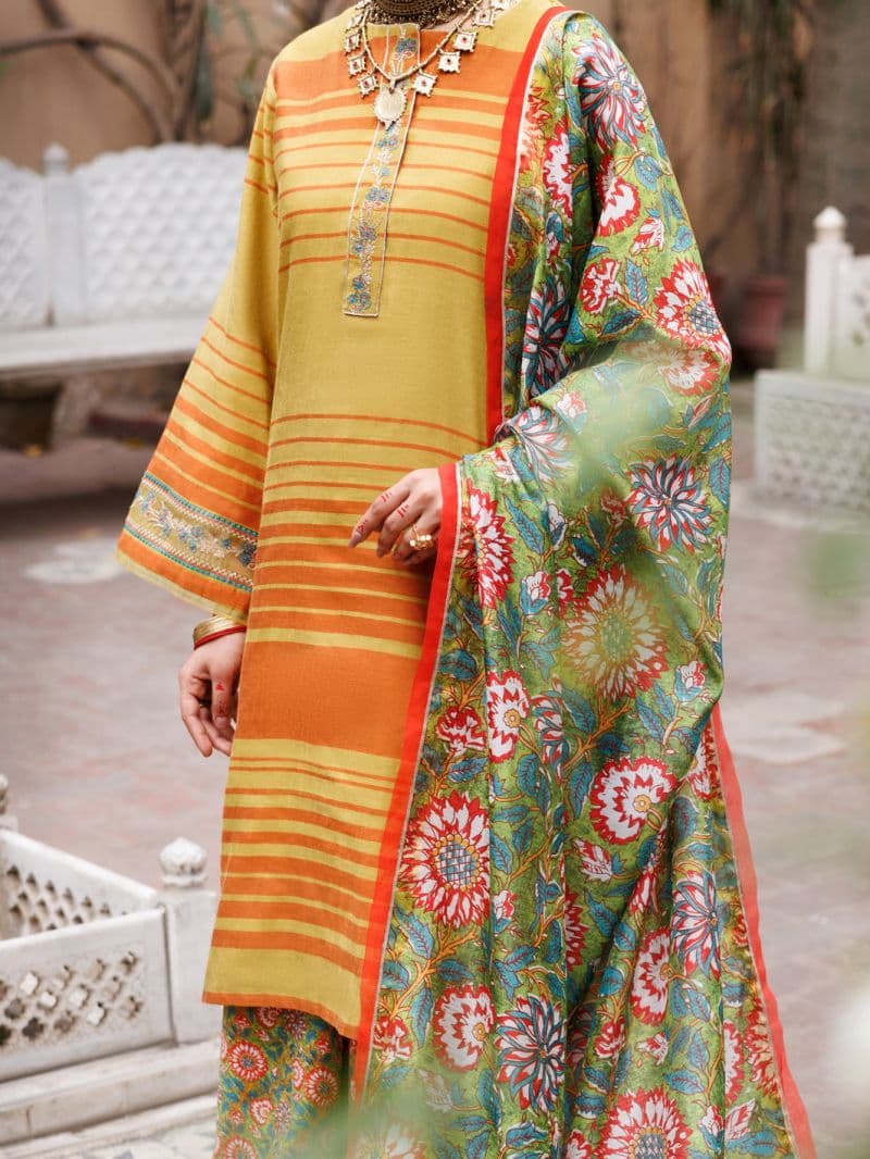Mehndi Green Yarn Dyed 3Pc Stitched