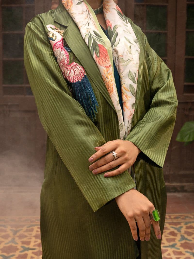 Green Stripe Formal 3Pc Stitched thumbnail