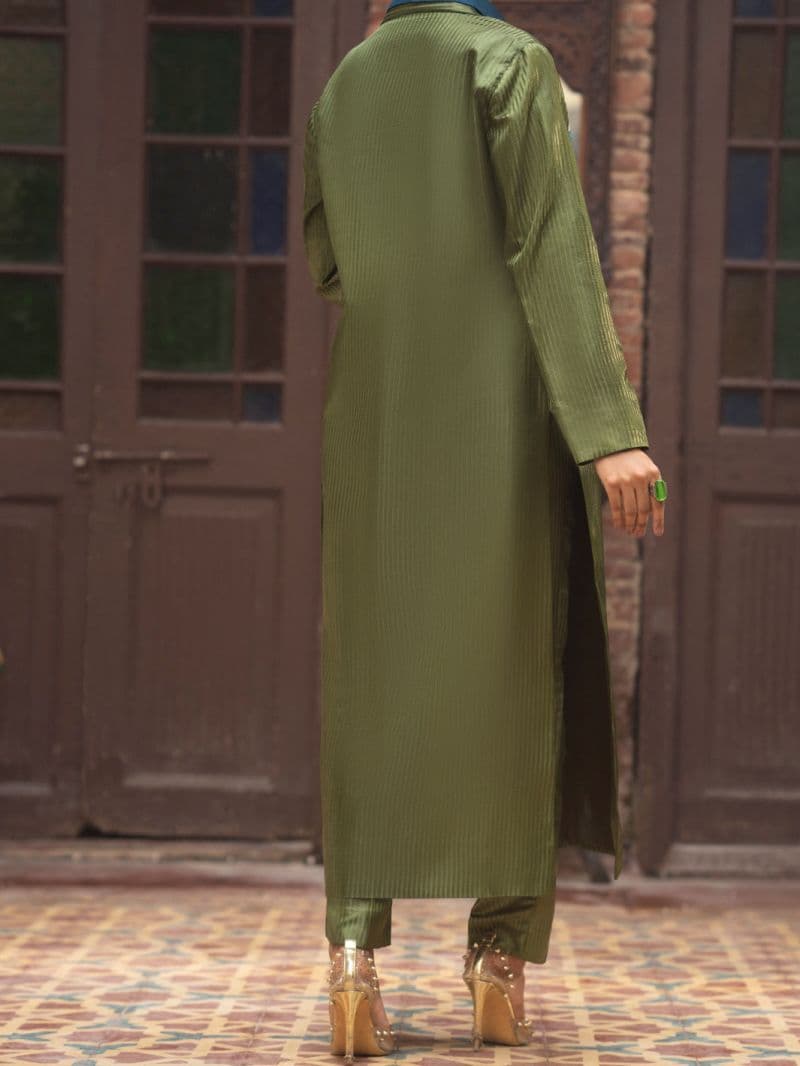 Green Stripe Formal 3Pc Stitched thumbnail