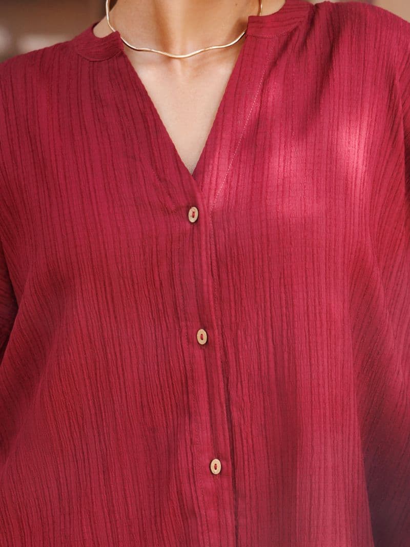 Maroon Crushed Crepe 2Pc Stitched thumbnail