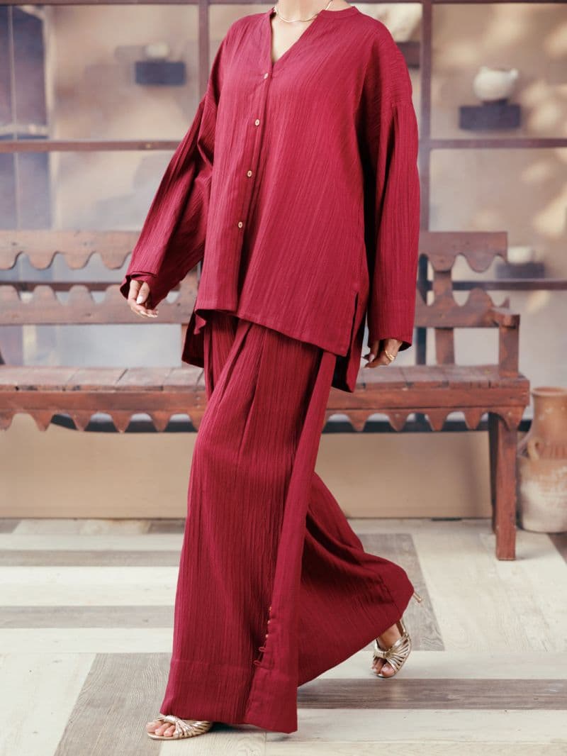 Maroon Crushed Crepe 2Pc Stitched thumbnail