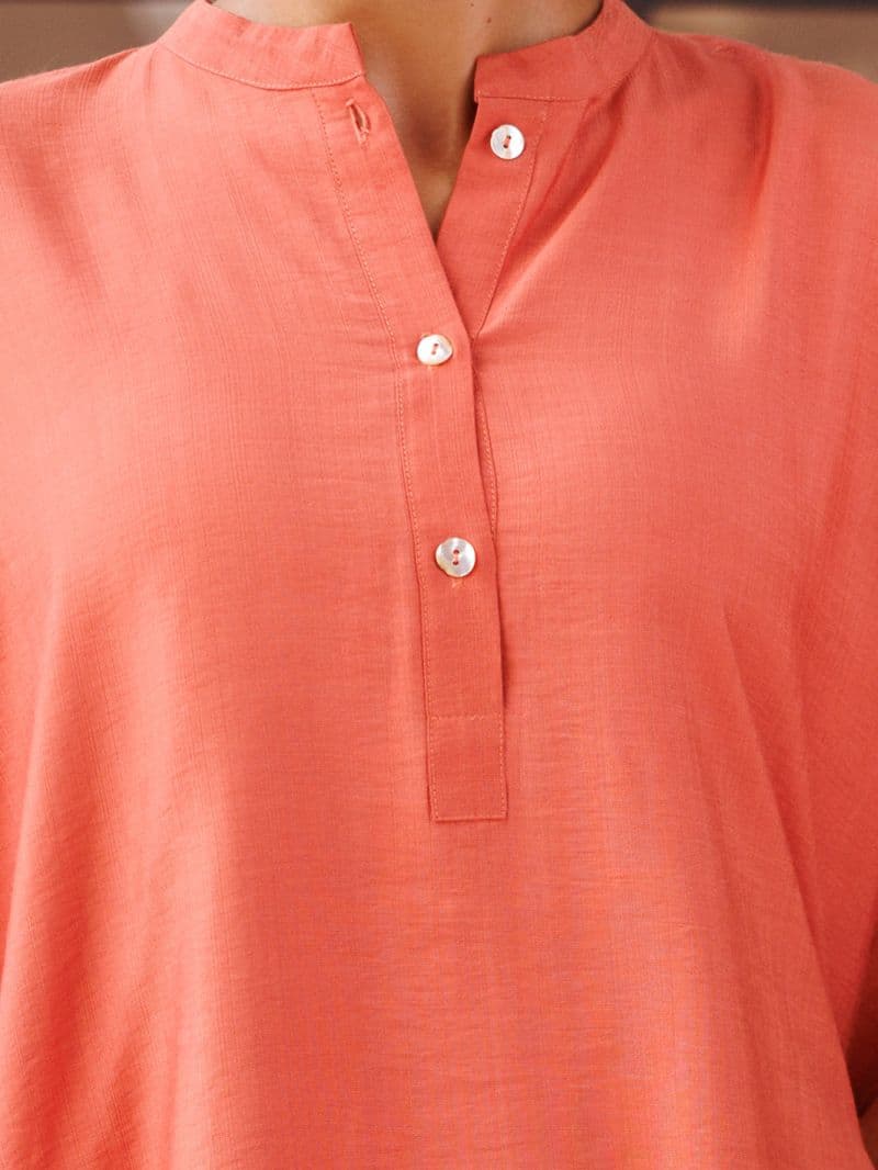 Peach Poly Slub 2Pc Stitched