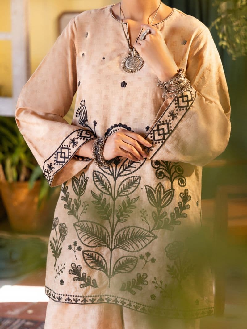 Beige Cotton Dobby Stitched 2Pc thumbnail