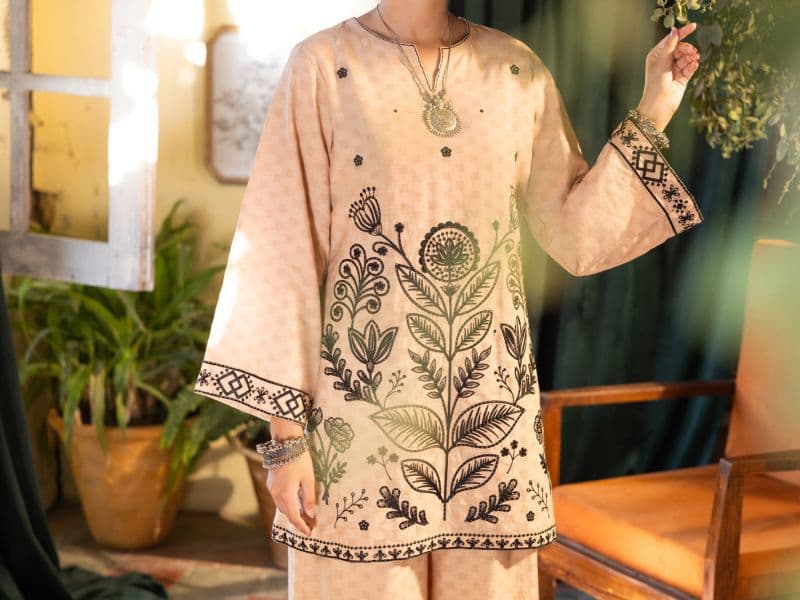Beige Cotton Dobby Stitched 2Pc thumbnail