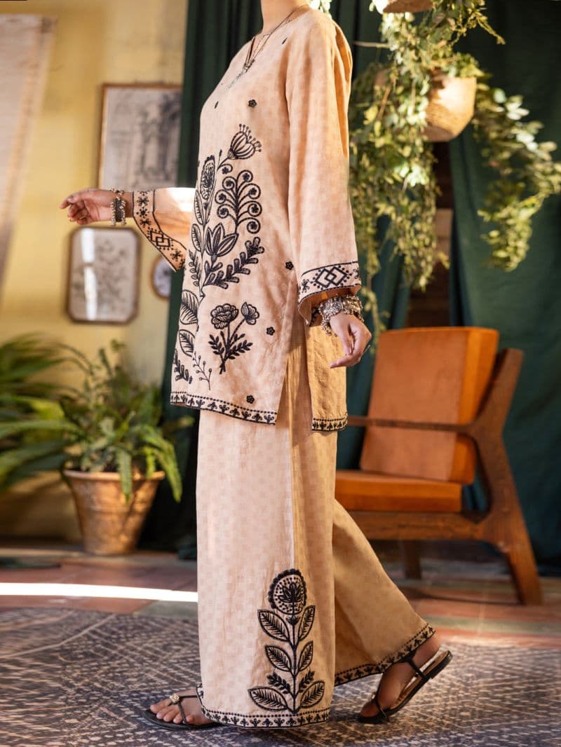 Beige Cotton Dobby Stitched 2Pc thumbnail