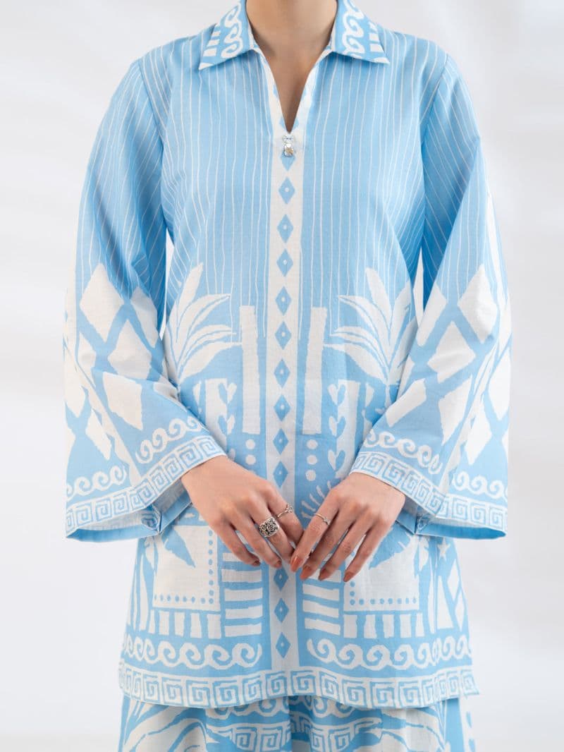 Blue Lawn Stitched 2Pc