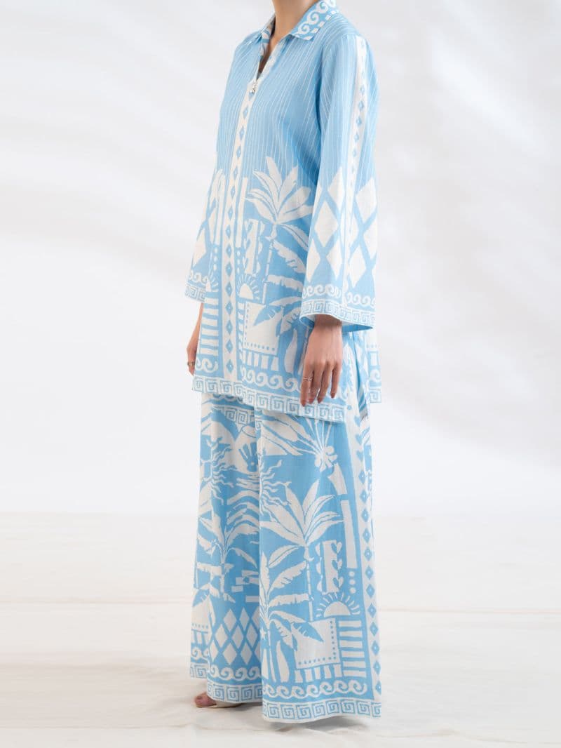 Blue Lawn Stitched 2Pc